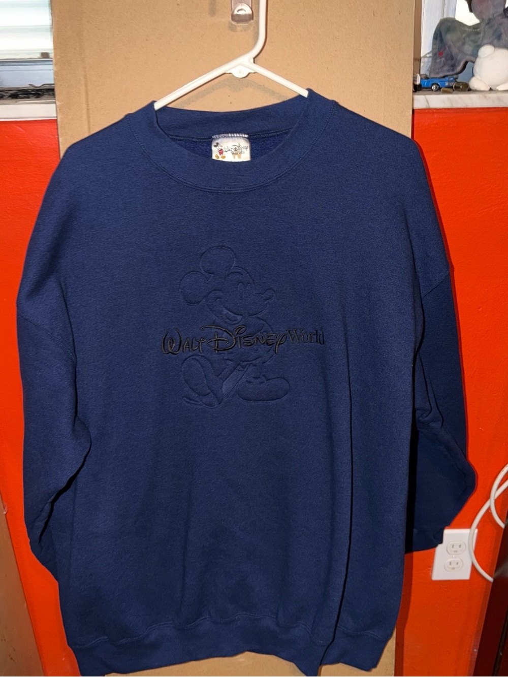 Vintage Walt Disney World Navy Mickey Embroidered Crewneck Sweatshirt